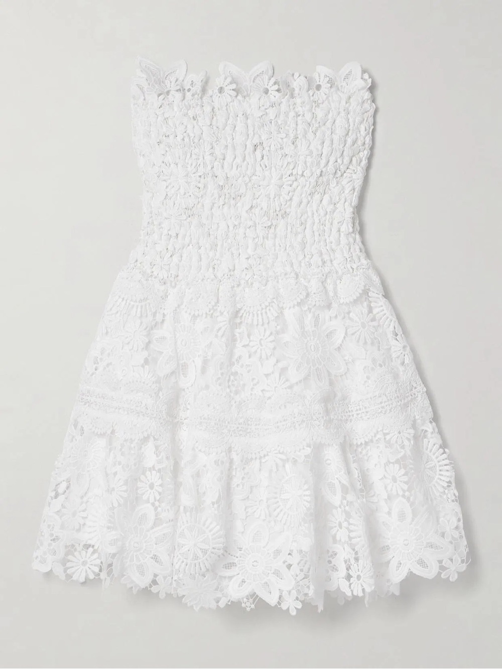 Waimari Vallarta Dress, White, Small, Strapless Vacation Lace Dress